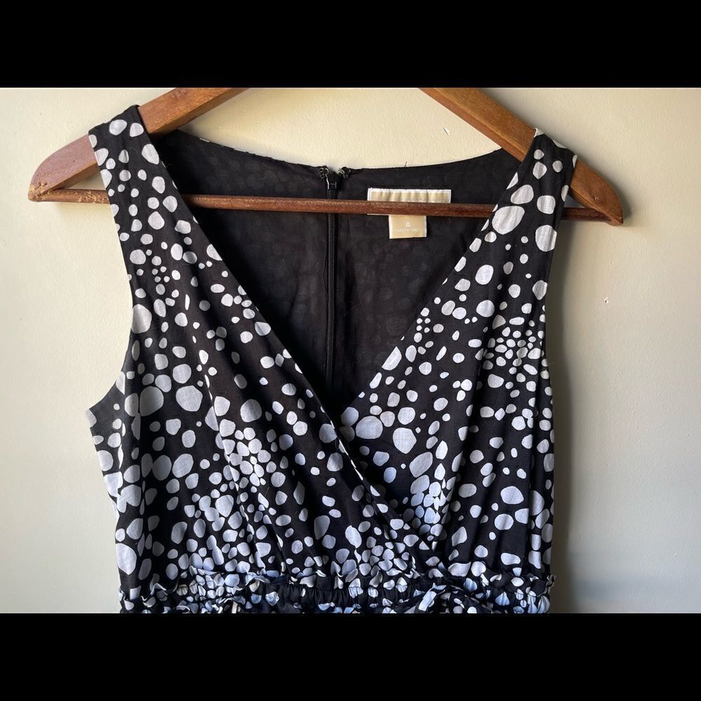 𝅺MICHAEL Michael kors black and white polkadot 100% cotton faux wrap dress - Picture 6 of 9